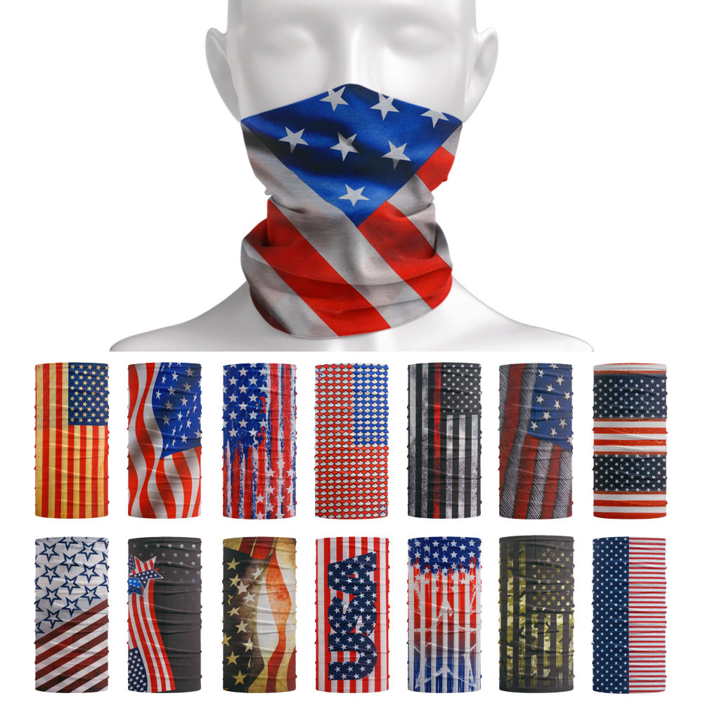 Cycling Gear Men - Syal pelindung matahari pola bendera USA,
