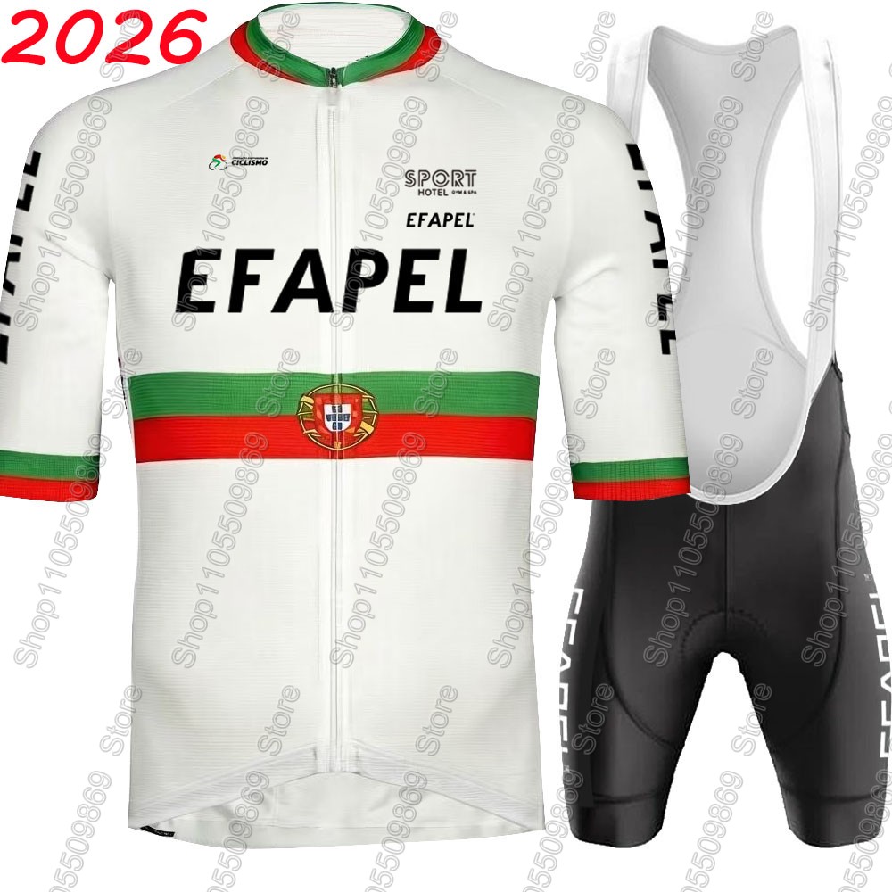 Cycling Bib Shorts - Portugal 2026 Efapel Set Jersey Bersepeda